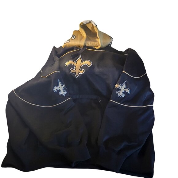 NFL Saints Hooded Pullover Sweatshirt Black & Gold Team Apparel - Picture 3 of 10